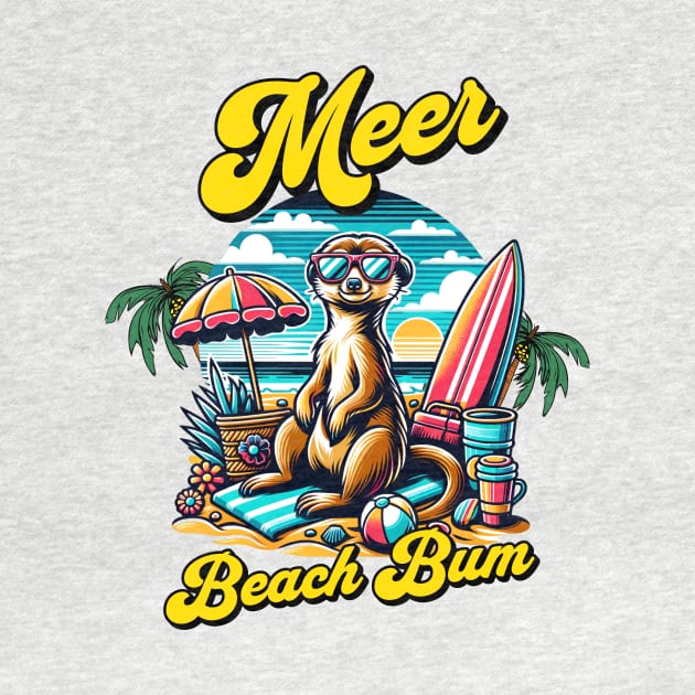Meer Beach Bum Funny Meerkat Wearing Sunglasses Surfboard by Dezinesbyem Designs